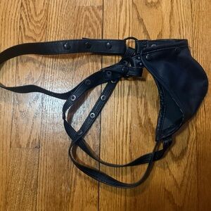 Black Faux Leather Studded Jock